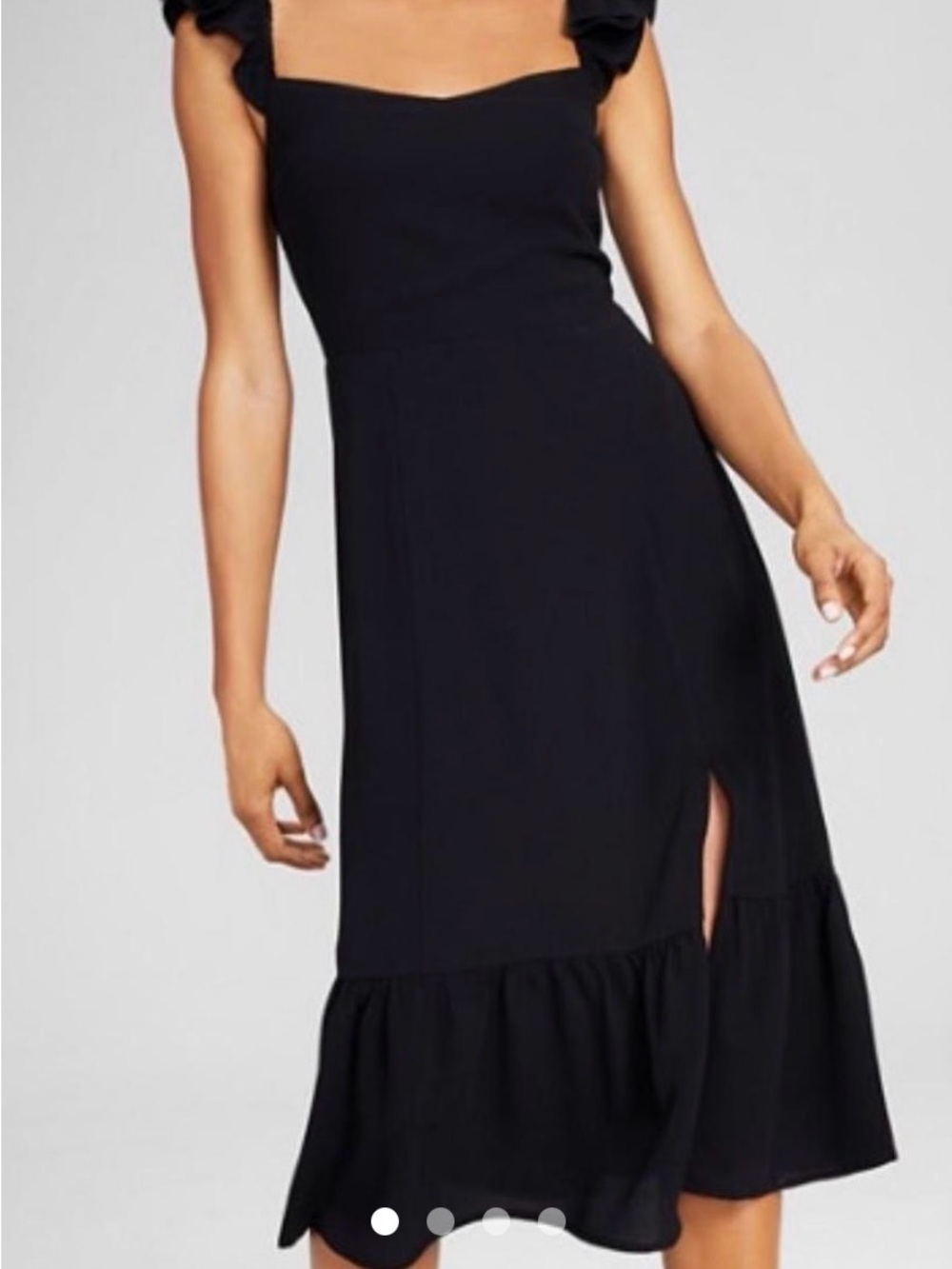 And Now This Black Ruffled Midi Dress with Side Slit